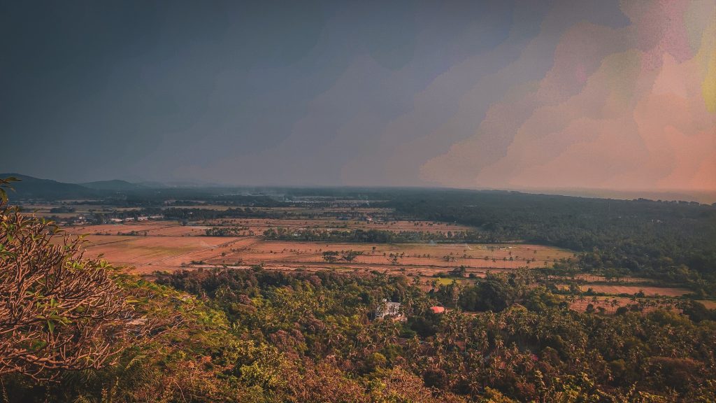 The image shows view from the three kings church in cansaulim
