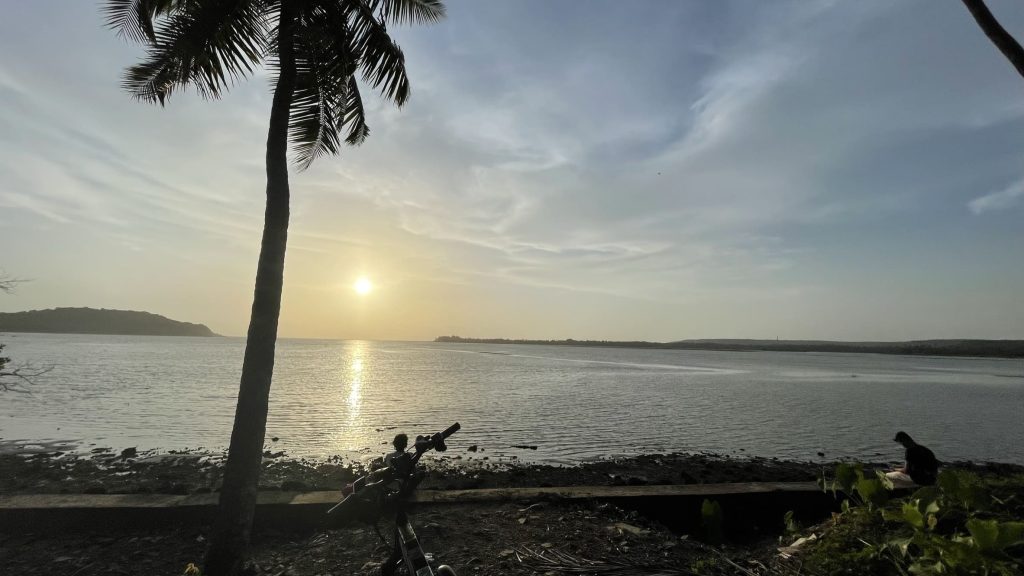 The image shows the best sunset in Goa at Badem near Anjuna in Goa